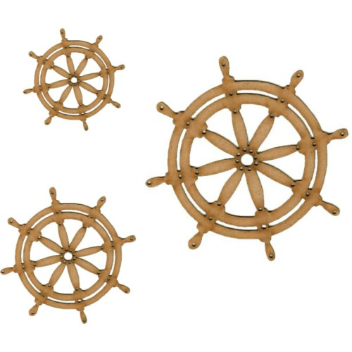 315mm Wood & Brass Ships Wheel – Nautical Marine Decor, Vintage Style, Brown – Unbranded